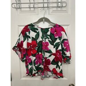 Women’s linen blend floral top by Tahari size Large